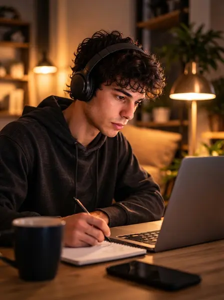 Imagem conceitual de uma jovem sorrindo junto a uma xícara